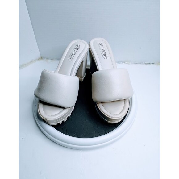Cape Robbin Womens White Chunky Platform Heel Slide Sandals Size 8 Vegan Leather - Picture 2 of 7